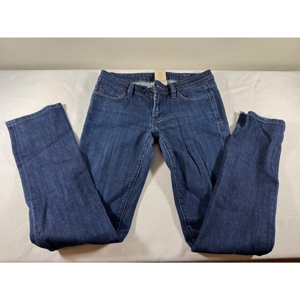 Miss Me Gweneth Skinny Jeans Dark Wash Low Rise Red Embroidery JPR4349 Size 29